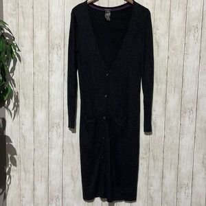 Talula Charcoal Grey Cashmere Angora‎ Blend Longline Duster Cardigan Large SC10